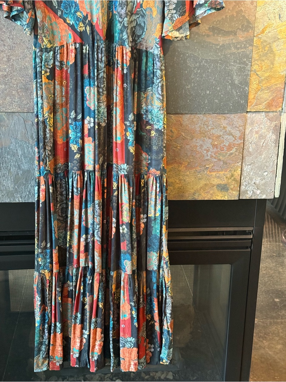 Soft Surroundings,M, patchwork floral flare tiered maxi dress. Swingy, comfy EUC - Picture 5 of 12